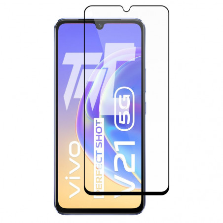 Vivo V21 - Verre trempé intégral Protect Noir - adhérence 100% nano-silicone - TM-Concept® - image principale