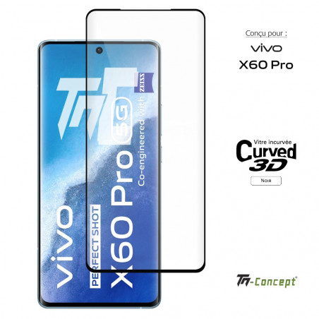 Vivo X60 Pro - Verre trempé 3D incurvé - Noir - TM Concept® - image couverture