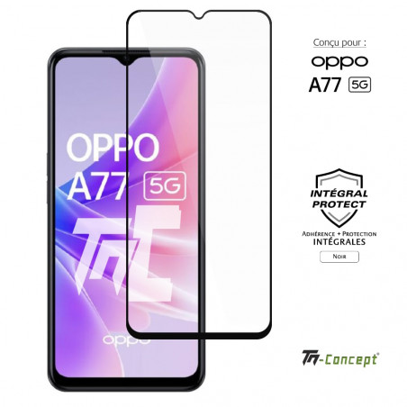 Oppo A77 5G - Verre trempé intégral Protect - Noir - TM Concept® - image couverture Oppo A77 5G - Verre trempé intégral Protect - Noir - TM Concept® - image couverture