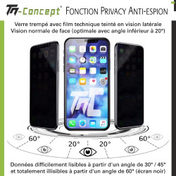 Oppo Find X3 - Verre trempé 3D Privacy (teinté anti-espion) - TM Concept® - Fonction anti-espion / privacy