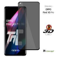 Oppo Find X3 - Verre trempé 3D Privacy (teinté anti-espion) - TM Concept® - image couverture