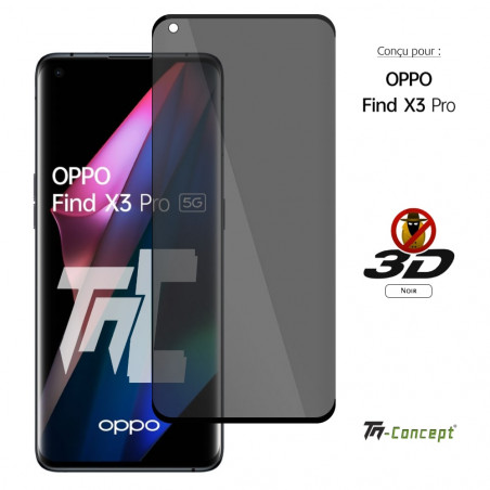 Oppo Find X3 - Verre trempé 3D Privacy (teinté anti-espion) - TM Concept® - image couverture Oppo Find X3 - Verre trempé 3D Privacy (teinté anti-espion) - TM Concept® - image couverture
