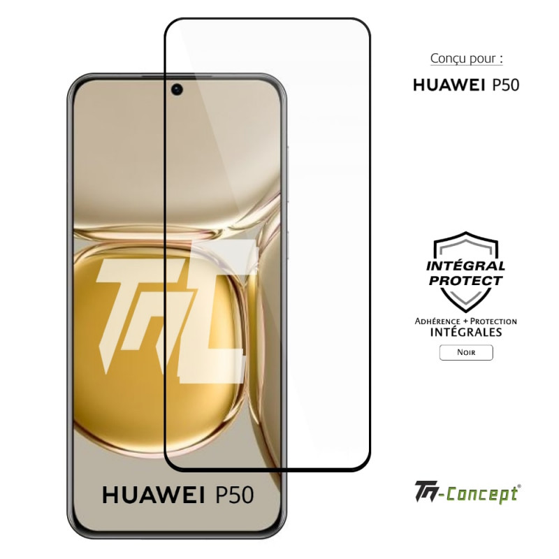Huawei P50 - Verre trempé intégral Protect - Noir - TM Concept® - image couverture