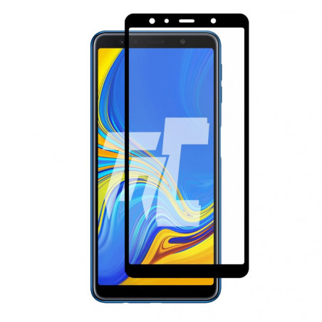 Samsung Galaxy A7 (2018) - Verre trempé intégral Protect Noir - adhérence 100% nano-silicone - TM-Concept®