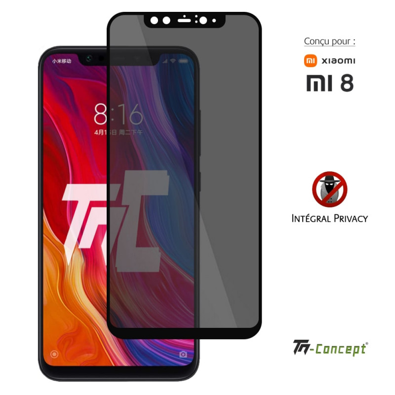 Xiaomi Mi 8 - Verre trempé Anti-Espions - Intégral Privacy - TM Concept® - image couverture