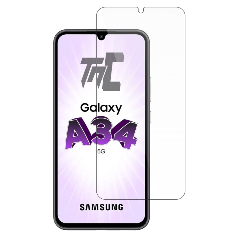 Verre Trempé Samsung Galaxy A34 5G avec Dureté 9H, Anti-rayures et  Anti-traces - Transparent - Français