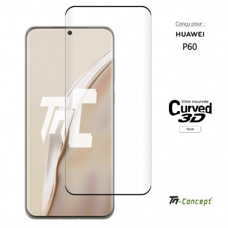 Huawei P60 - Verre trempé 3D incurvé - Noir - TM Concept® - image couverture