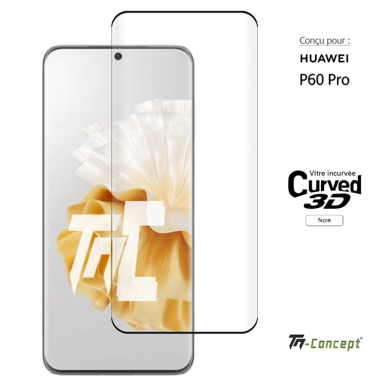 Huawei P60 Pro - Verre trempé 3D incurvé - Noir - TM Concept® - image couverture