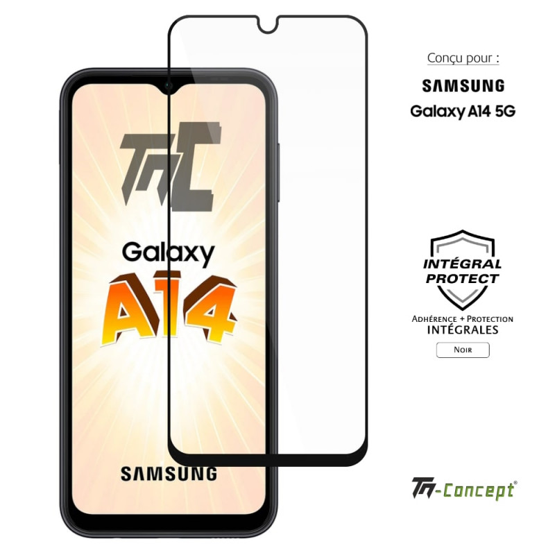 Samsung Galaxy A14 - Verre trempé intégral Protect - Noir - TM Concept® - image couverture
