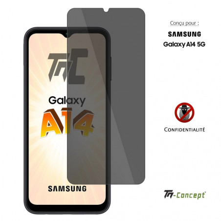 Verre trempé teinté Anti-Espions pour Samsung Galaxy A14 - TM Concept®