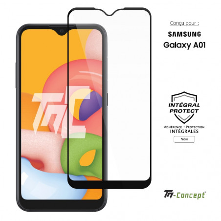Samsung Galaxy A01 - Verre trempé intégral Protect - Noir - TM Concept® - image couverture