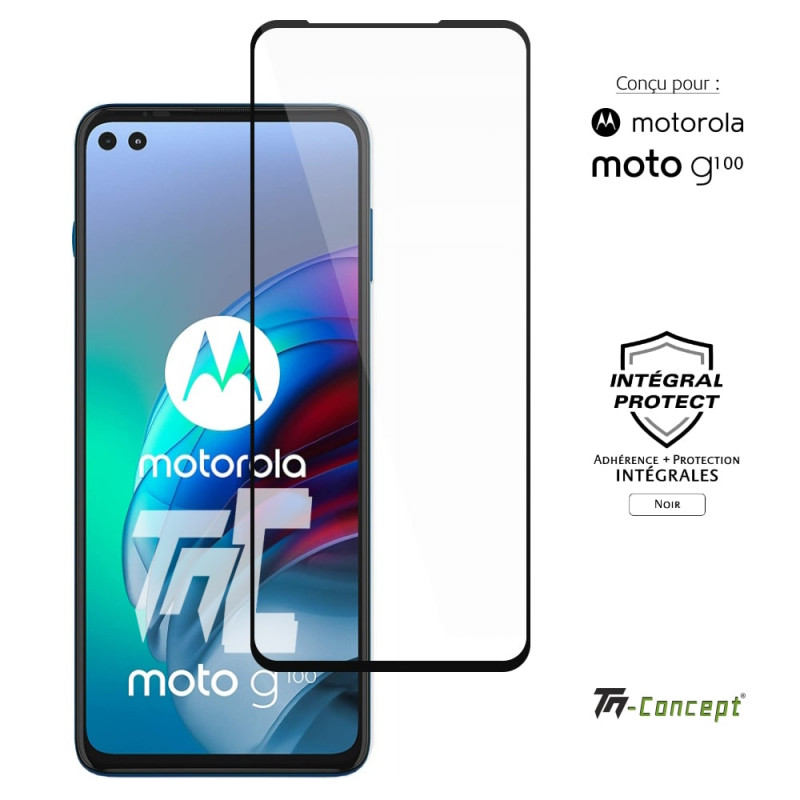 Motorola Moto G100 - Verre trempé intégral Protect - Noir - TM Concept® - image couverture