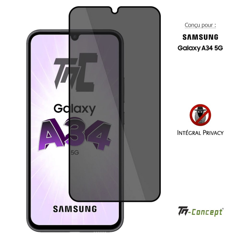 Verre trempé intégral Anti-Espions Samsung Galaxy A34 5G - TM Concept®