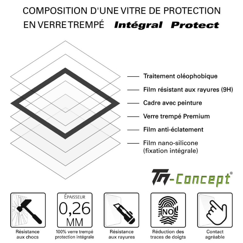 Protège écran sur mesure TM CONCEPT Verre trempé Redmi Note 12 Pro Plus  Noir