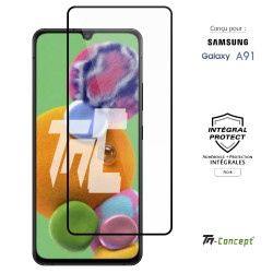 Samsung Galaxy A91 - Verre trempé intégral Protect - Noir - TM Concept® - image couverture
