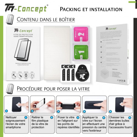 Samsung Galaxy M21 - Verre trempé intégral Protect - Noir - TM-Concept® - Contenu et installation