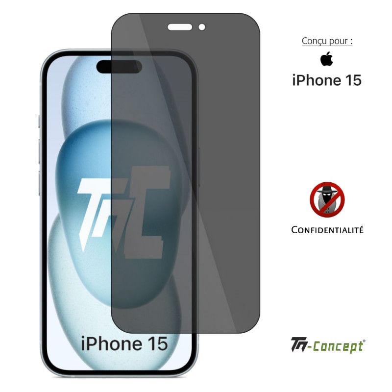 Apple iPhone 15 - Verre trempé Anti-Espions - TM Concept® - image couverture