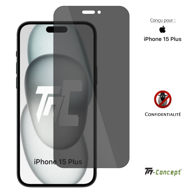 Apple iPhone 15 Plus - Verre trempé Anti-Espions - TM Concept® - image couverture