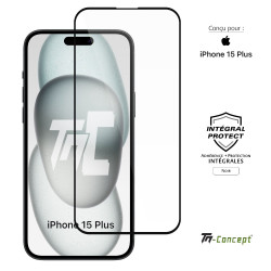 Apple iPhone 15 Plus - Verre trempé intégral Protect - Noir - TM Concept® - image couverture