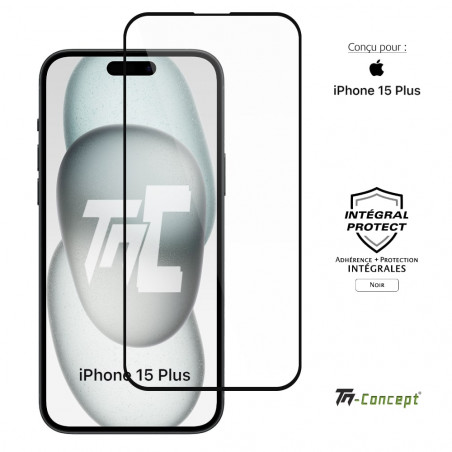 Apple iPhone 15 Plus - Verre trempé intégral Protect - Noir - TM Concept® - image couverture