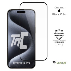 Apple iPhone 15 Pro - Verre trempé intégral Protect - Noir - TM Concept® - image couverture
