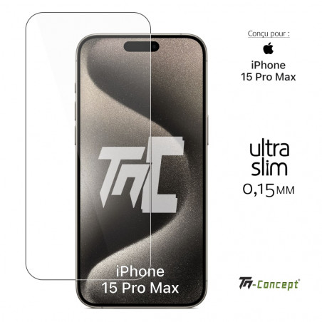 Vitre protection verre trempé pour iPhone 15 Pro Max Ultra Slim 0,15mm
