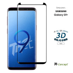 Samsung Galaxy S9+ Verre trempé incurvé 3D Silicone - TM Concept® - image couverture