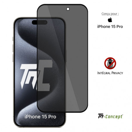 Apple iPhone 15 Pro - Verre trempé Anti-Espions - Intégral Privacy - TM Concept® - image couverture