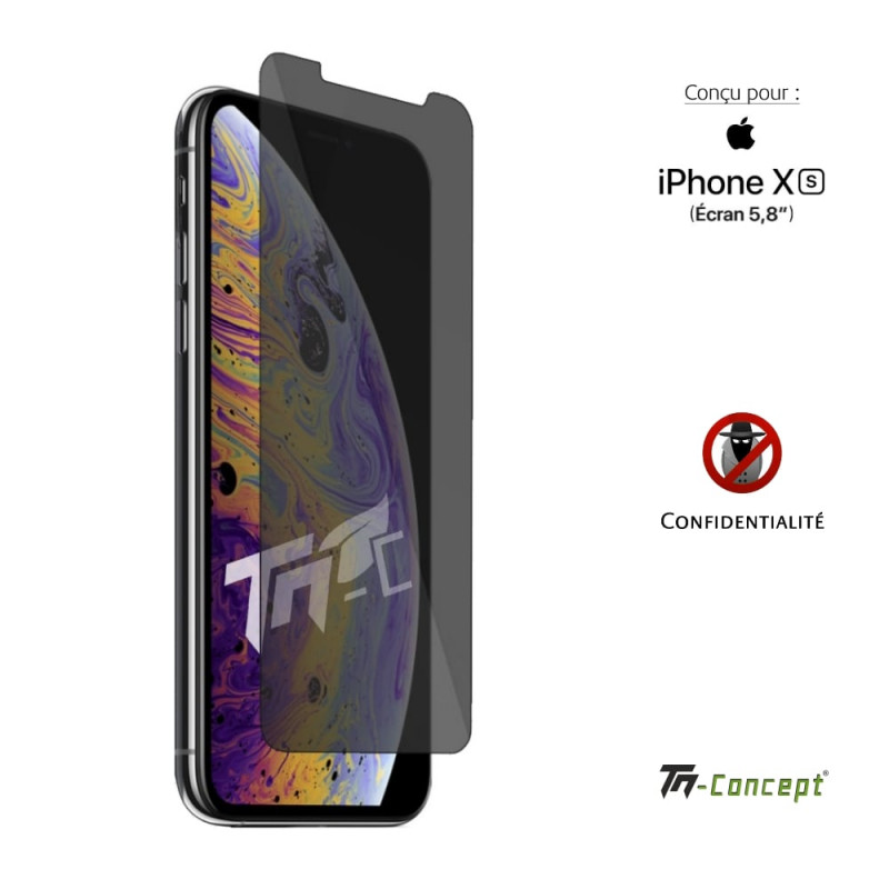 Apple iPhone XS - Verre trempé Anti-Espions - TM Concept® - image couverture
