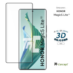 Honor Magic 5 Lite - Verre trempé incurvé 3D Silicone - Noir - TM Concept® - image couverture