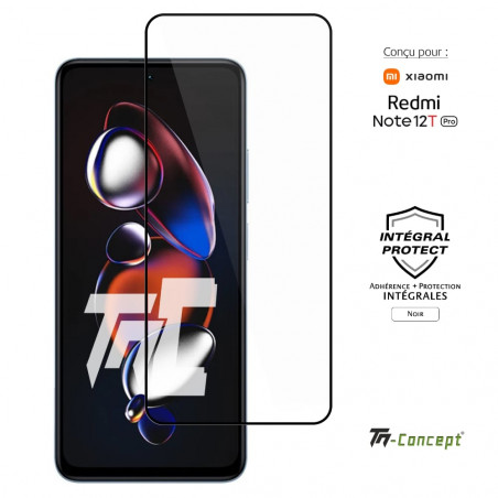 Xiaomi Redmi Note 12T Pro - Verre trempé intégral Protect - Noir - TM Concept® - image couverture Xiaomi Redmi Note 12T Pro - Verre trempé intégral Protect - Noir - TM Concept® - image couverture