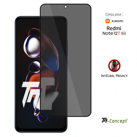 Xiaomi Redmi Note 12T Pro - Verre trempé Anti-Espions - Intégral Privacy - TM Concept® - image couverture Xiaomi Redmi Note 12T Pro - Verre trempé Anti-Espions - Intégral Privacy - TM Concept® - image couverture