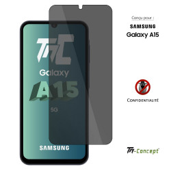 Samsung Galaxy A15 - Verre trempé Anti-Espions - TM Concept® gamme Privacy - image couverture