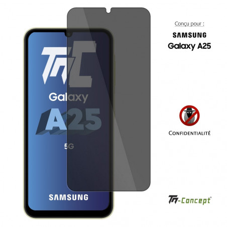 Protection écran Verre Trempé 9H Anti-espion Pour Galaxy S25 - Lot De 2, Compatible Avec Coques