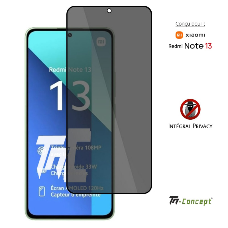 Xiaomi Redmi Note 13 5G - Verre trempé Anti-Espions - Intégral Privacy - TM Concept® - image couverture