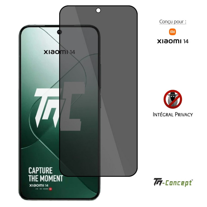 Xiaomi 14 - Verre trempé teinté intégral - Noir - TM Concept® - gamme Intégral Privacy - image couverture