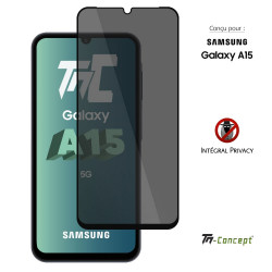 Samsung Galaxy A15 - Verre trempé teinté intégral - Noir - TM Concept® - gamme Intégral Privacy - image couverture