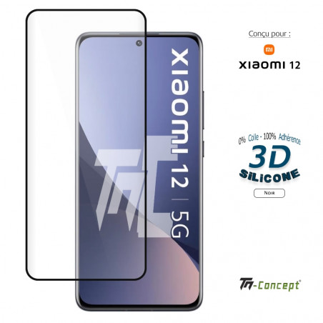 Xiaomi 12 - Verre trempé incurvé 3D Silicone - Noir - TM Concept® - image couverture Xiaomi 12 - Verre trempé incurvé 3D Silicone - Noir - TM Concept® - image couverture