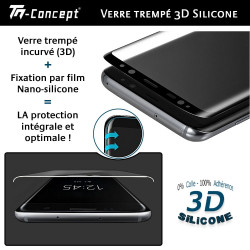 # - Verre trempé incurvé 3D Silicone - TM Concept® - adhérence Gamme 3D Silicone