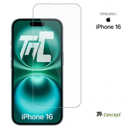 Apple iPhone 16 - Verre trempé TM Concept® - Gamme Standard Premium - image couverture Apple iPhone 16 - Verre trempé TM Concept® - Gamme Standard Premium - image couverture