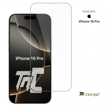 Apple iPhone 16 Pro - Verre trempé TM Concept® - Gamme Standard Premium - image couverture Apple iPhone 16 Pro - Verre trempé TM Concept® - Gamme Standard Premium - image couverture