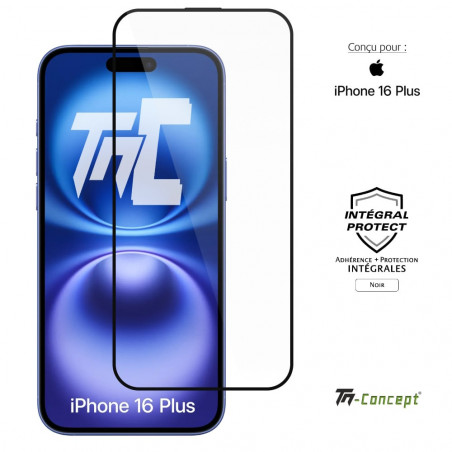 Apple iPhone 16 Plus - Verre trempé intégral Protect - Noir - TM Concept® - image couverture Apple iPhone 16 Plus - Verre trempé intégral Protect - Noir - TM Concept® - image couverture