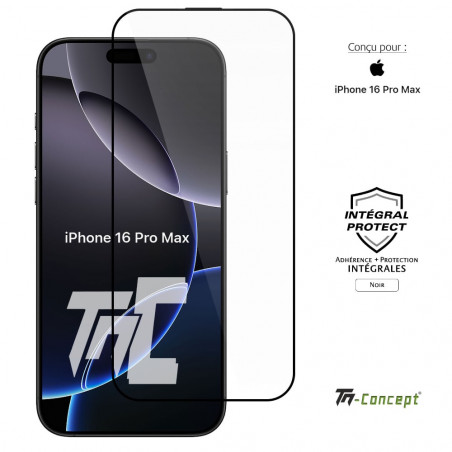 Apple iPhone 16 Pro Max - Verre trempé intégral Protect - Noir - TM Concept® - image couverture