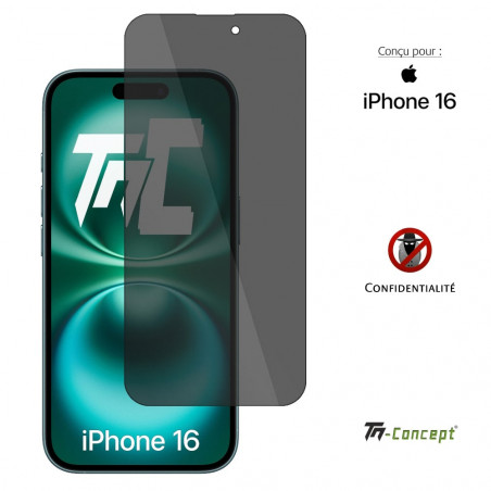 Apple iPhone 16 - Verre trempé Anti-Espions - TM Concept® gamme Privacy - image couverture Apple iPhone 16 - Verre trempé Anti-Espions - TM Concept® gamme Privacy - image couverture
