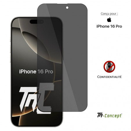 Apple iPhone 16 Pro - Verre trempé Anti-Espions - TM Concept® gamme Privacy - image couverture