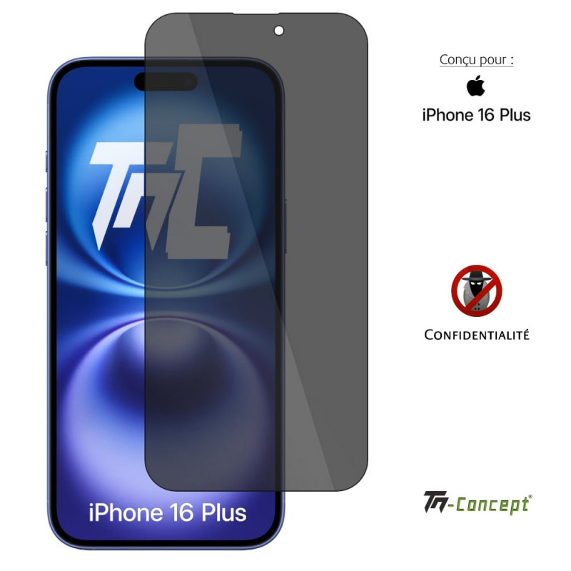 Apple iPhone 16 Plus - Verre trempé Anti-Espions - TM Concept® gamme Privacy - image couverture