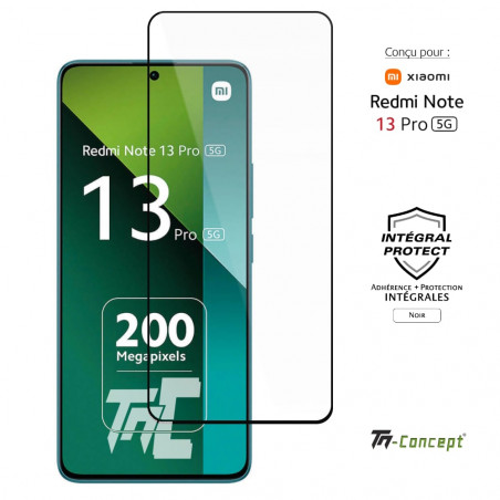 Xiaomi Redmi Note 13 Pro 5G - Verre trempé intégral Protect - Noir - TM Concept® - imaeg couverture