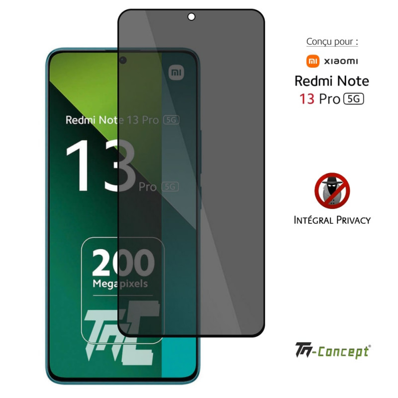 Xiaomi Redmi Note 13 Pro 5G - Verre trempé teinté intégral - Noir - TM Concept® - gamme Intégral Privacy - image couverture
