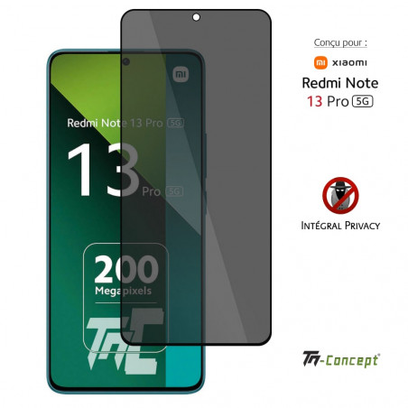 Xiaomi Redmi Note 13 Pro 5G - Verre trempé teinté intégral - Noir - TM Concept® - gamme Intégral Privacy - image couverture