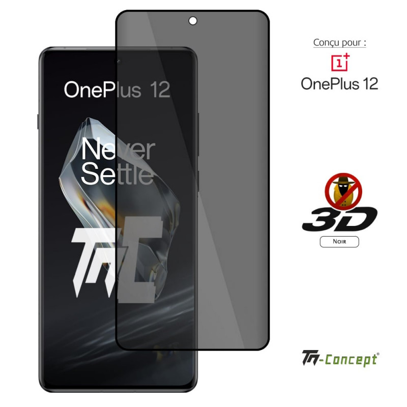 OnePlus 12 - Verre trempé 3D Privacy (teinté anti-espion) - TM Concept® - image couverture